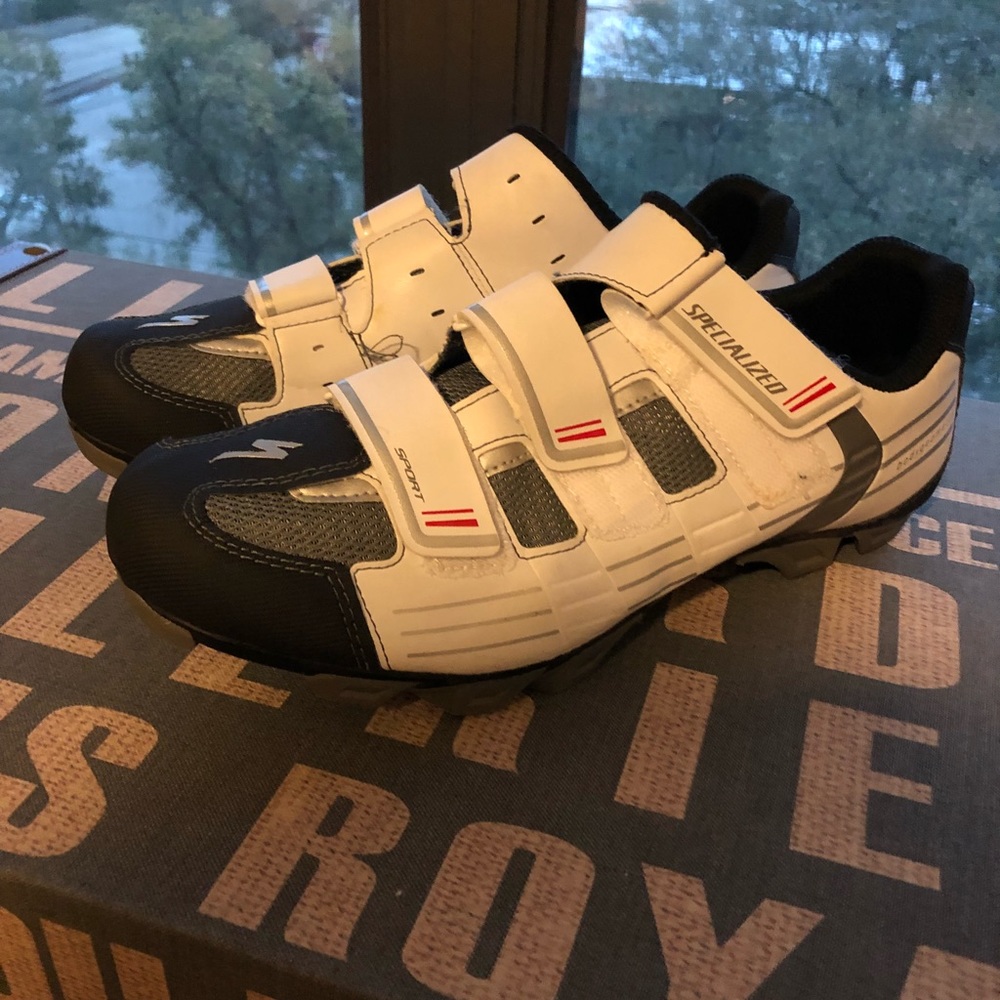Specialized White and Black Bicycle Shoes